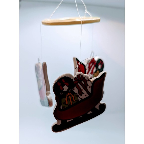 Vintage Porcelain Russ Berrie and Company Holiday Sleigh Wind Chime - Picture 3 of 6